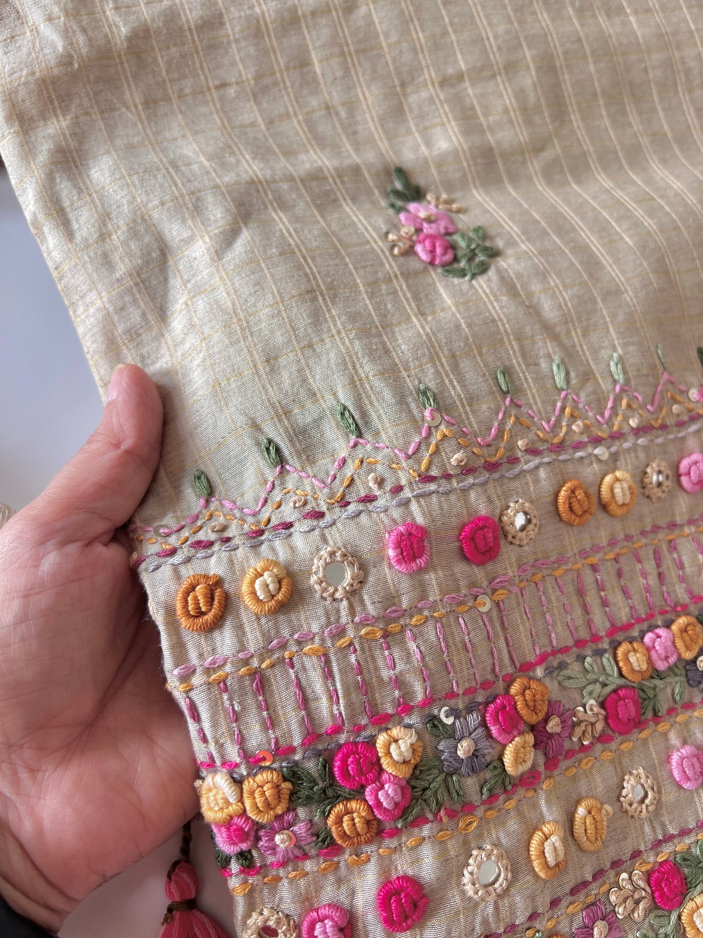 Khadi cotton knot embroidery Unstitched suit