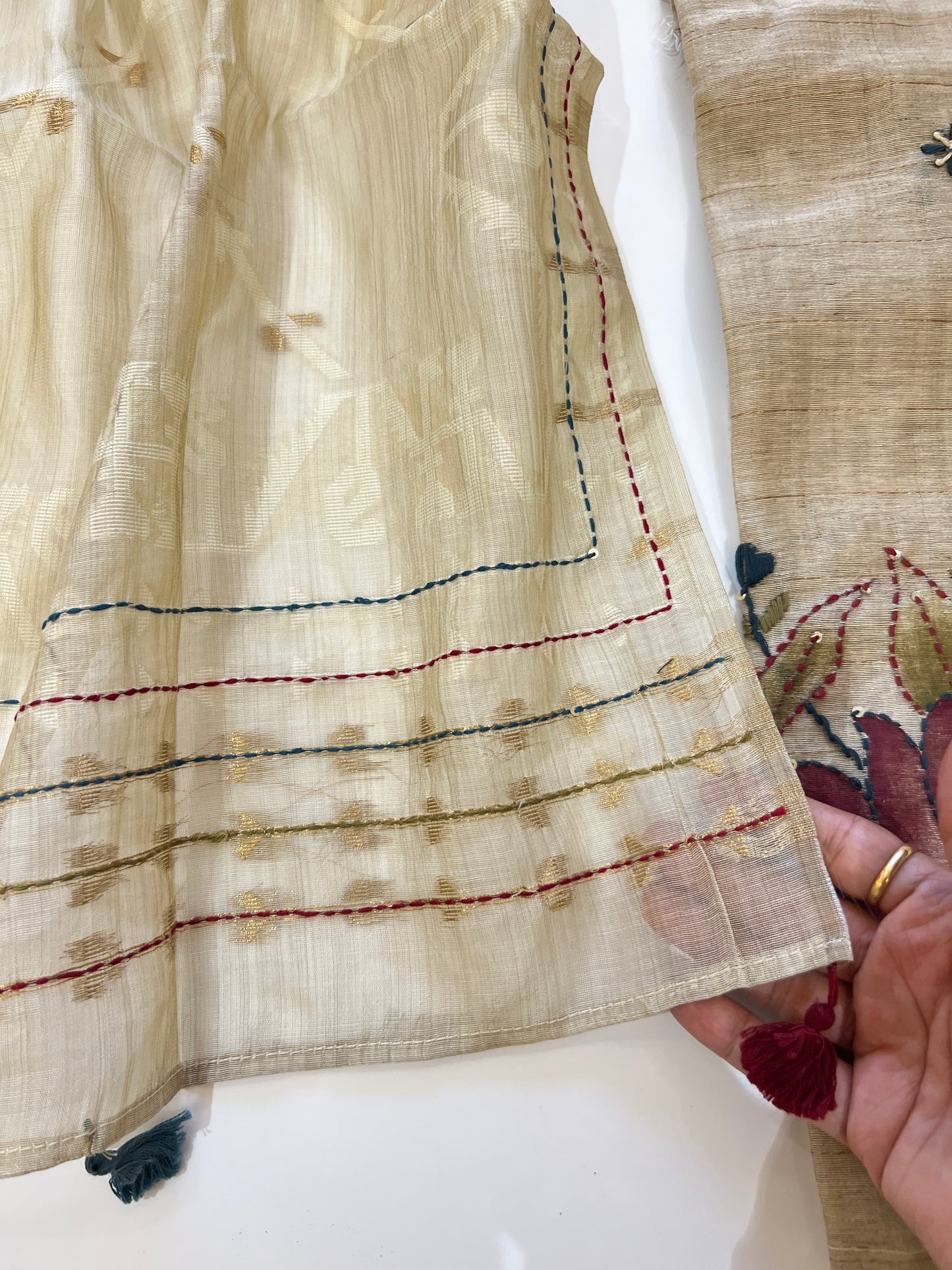 Khadi cotton embroidery Designer Unstitched suit