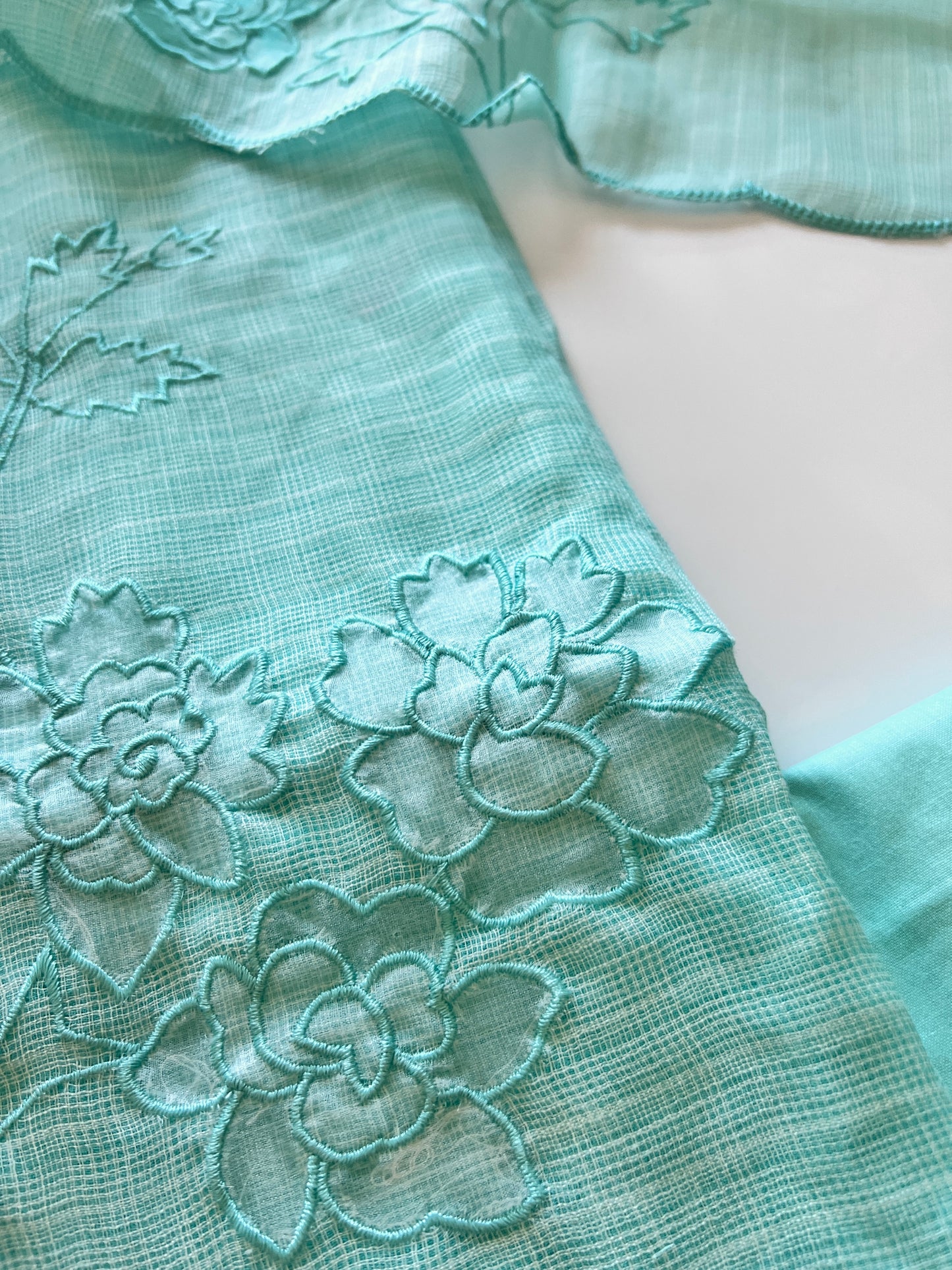 Blue Kotta cutwork Embroidered Unstitched Suit