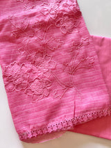Pink Kotta cutwork Embroidered Unstitched Suit