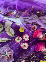 Fairy tale Embroidery on Organza premium unstitched dress material with 3D floral work