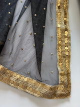 Black Banarsi Georgette Embroidered Unstitched Suit set