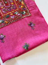 Pink Knot embroidery Unstitched suit material 2 pc