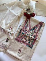 2 pc Cream Knot embroidery Unstitched suit material