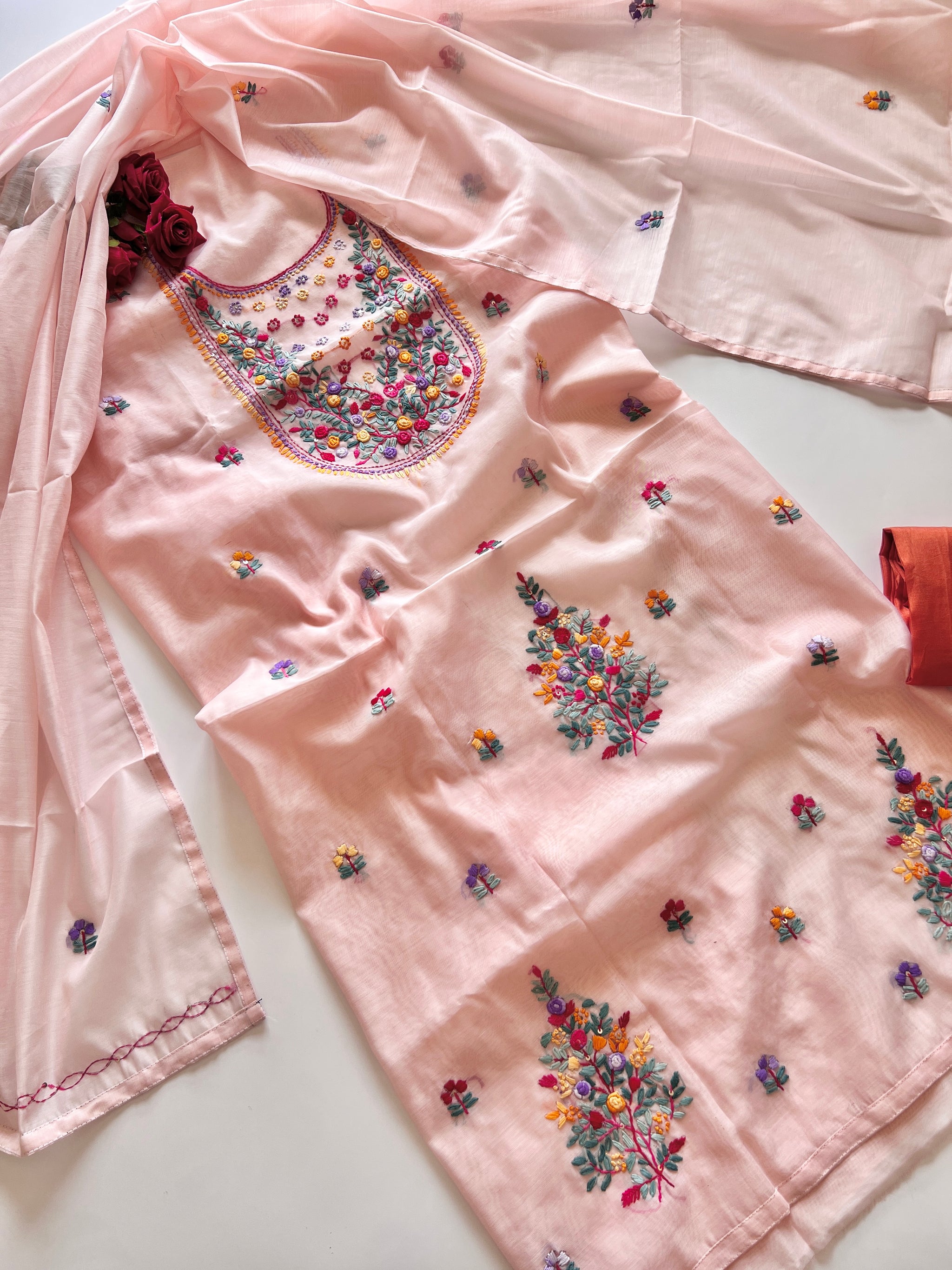 Knot embroidery Unstitched suit material