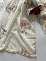Mul Chanderi Thread embroidered Unstitched Suit