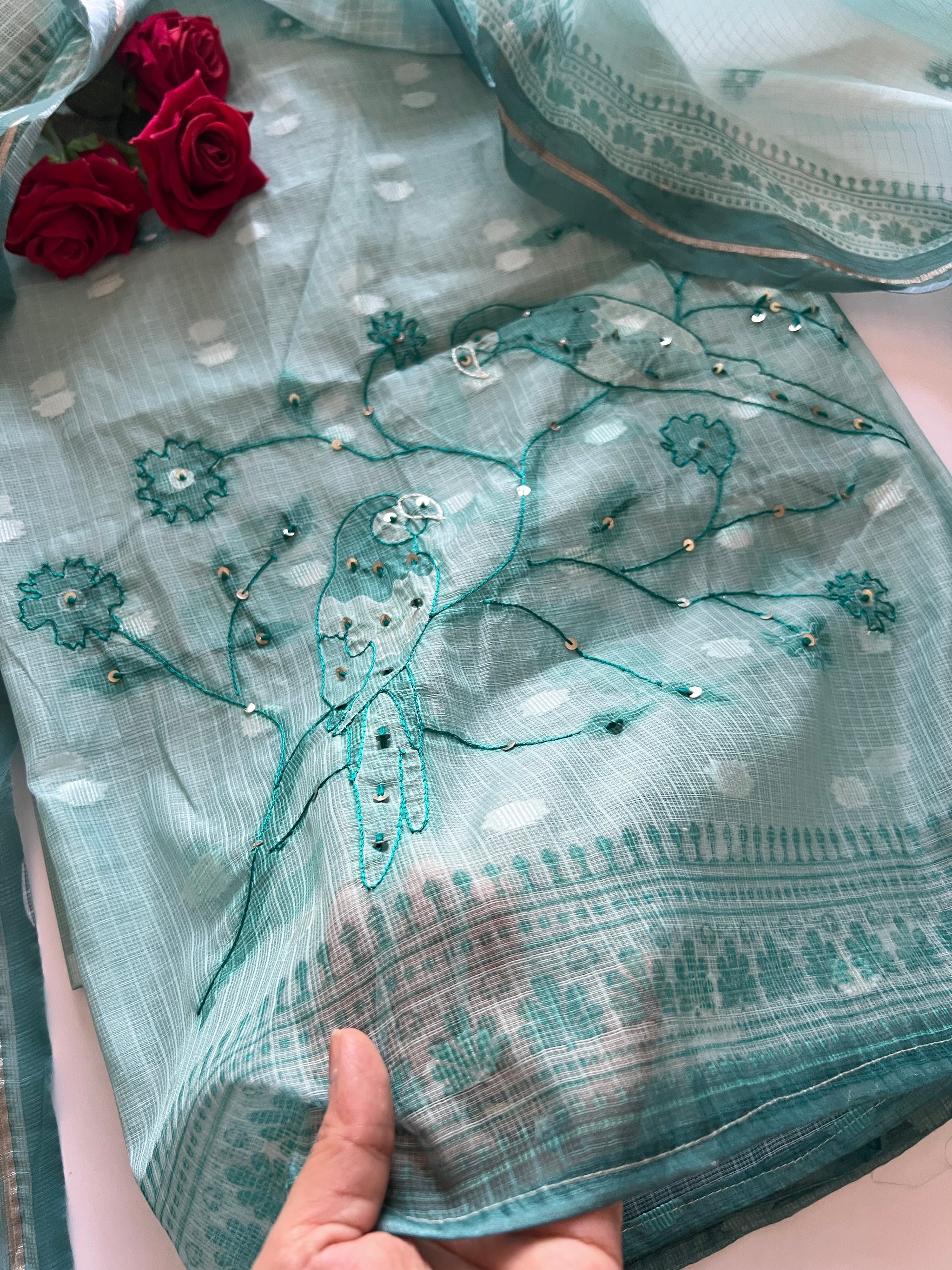 Bird Embroidered Unstitched Suit