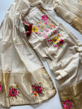 Sunflower Embroidery Jamdani Dress material
