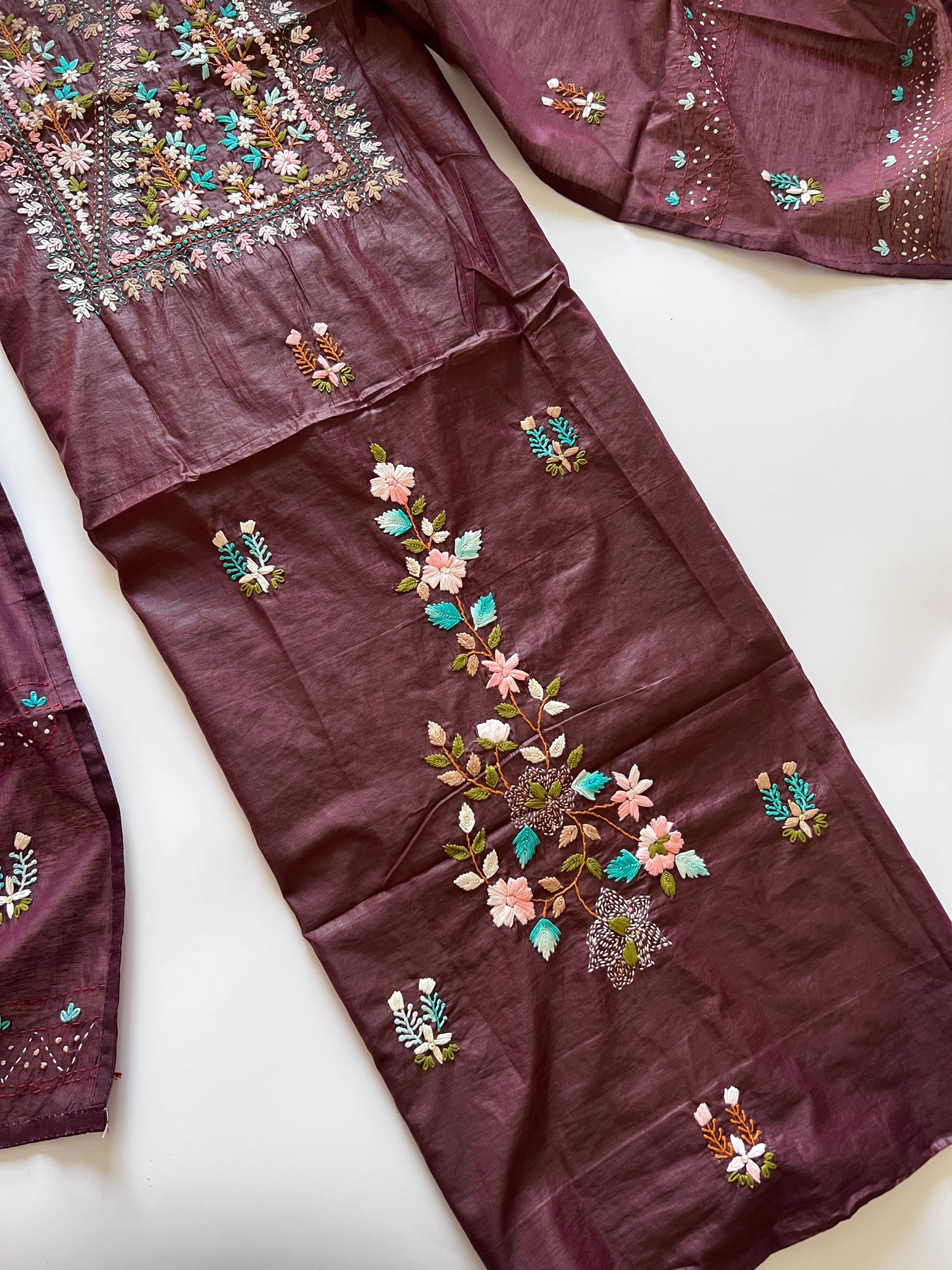 2 pc Knot embroidery Unstitched suit material