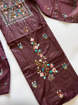 2 pc Knot embroidery Unstitched suit material