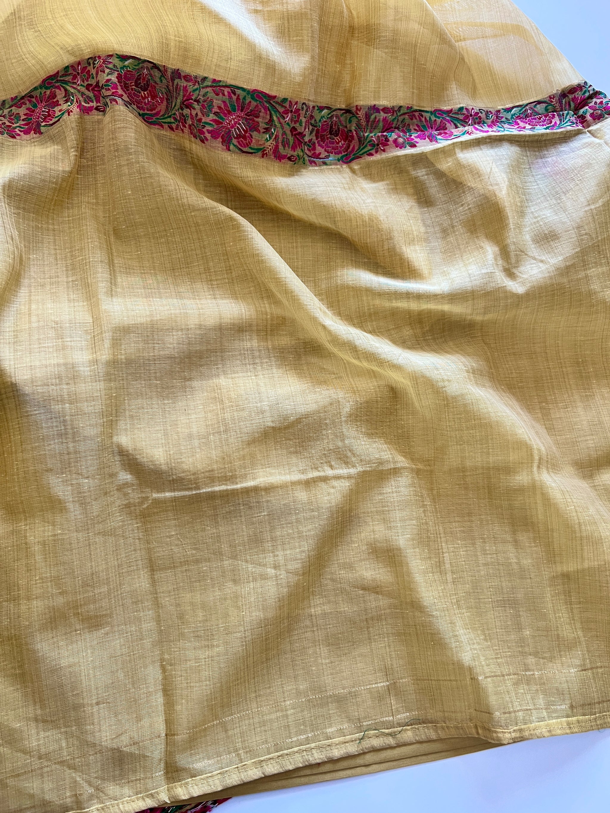 Yellow Cotton Jamdani work dress material unstitched Suit set