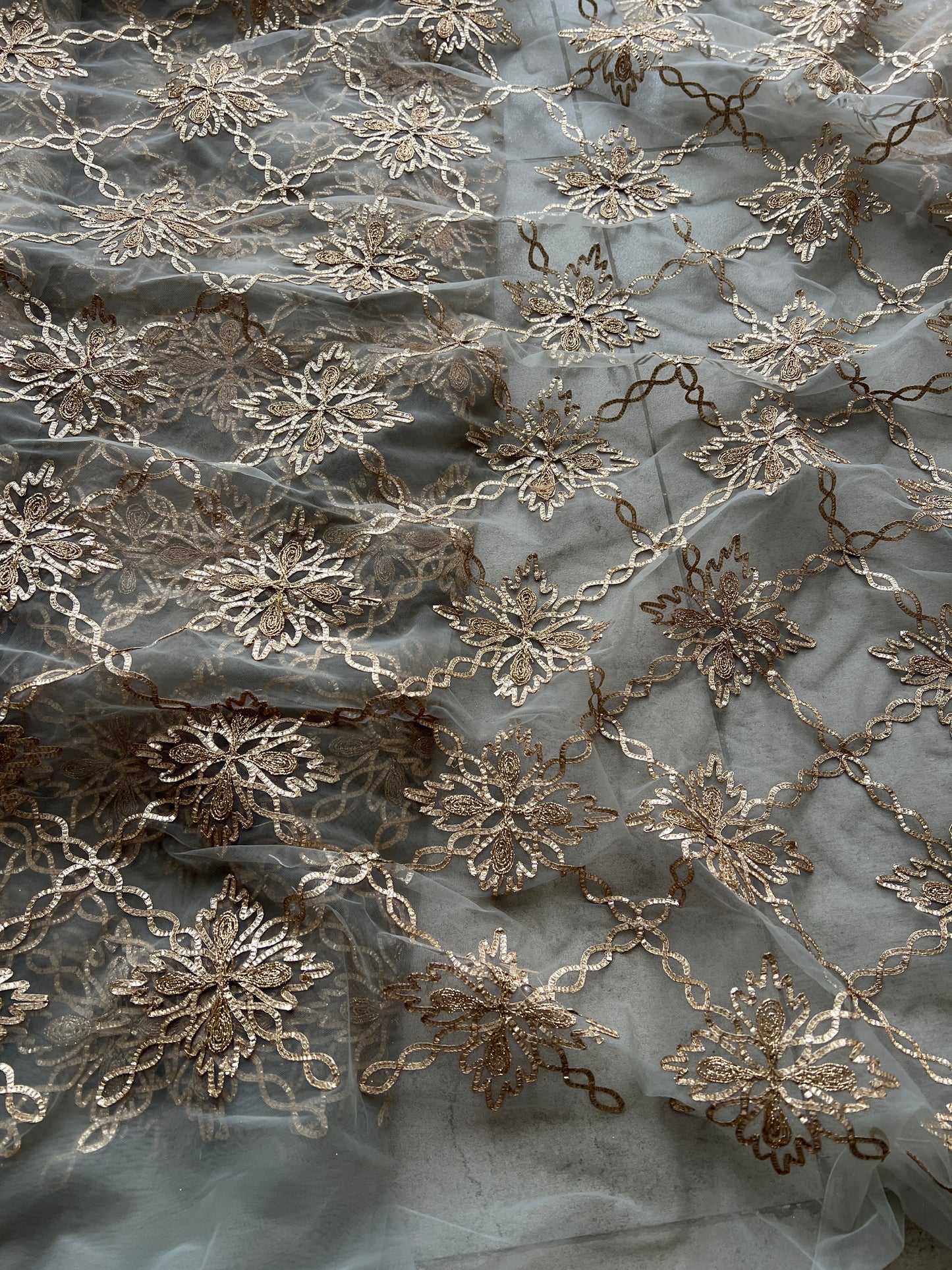 Grey net with Gotta work fabric