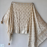 Golden Banarasi dupatta with tassels