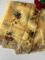 Floral Organza Saree with floral and beaded border.