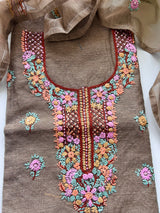 Chanderi knot embroidery Unstitched suit material