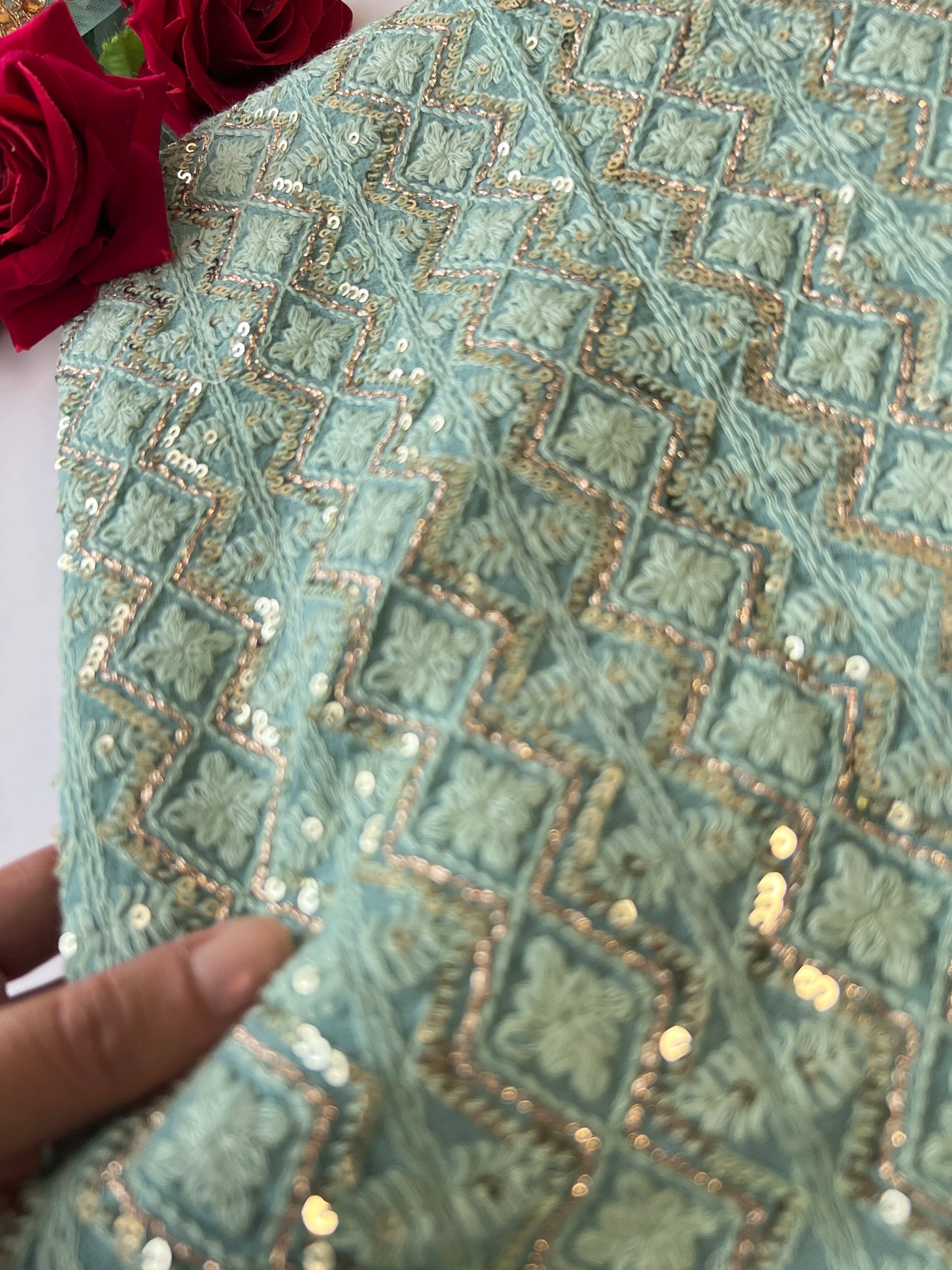 Designer Georgette Embroidered Unstitched Suit set