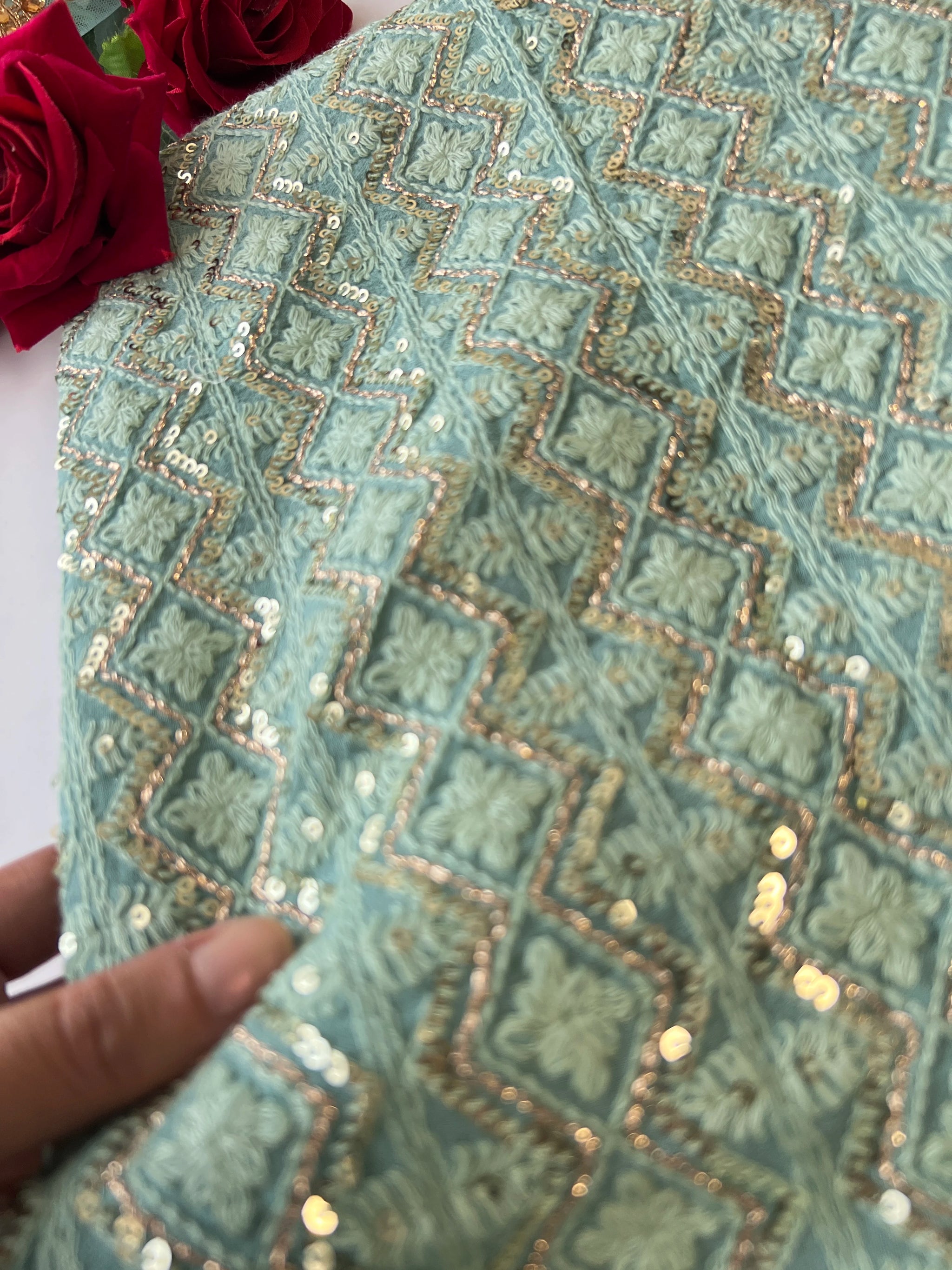 Designer Georgette Embroidered Unstitched Suit set