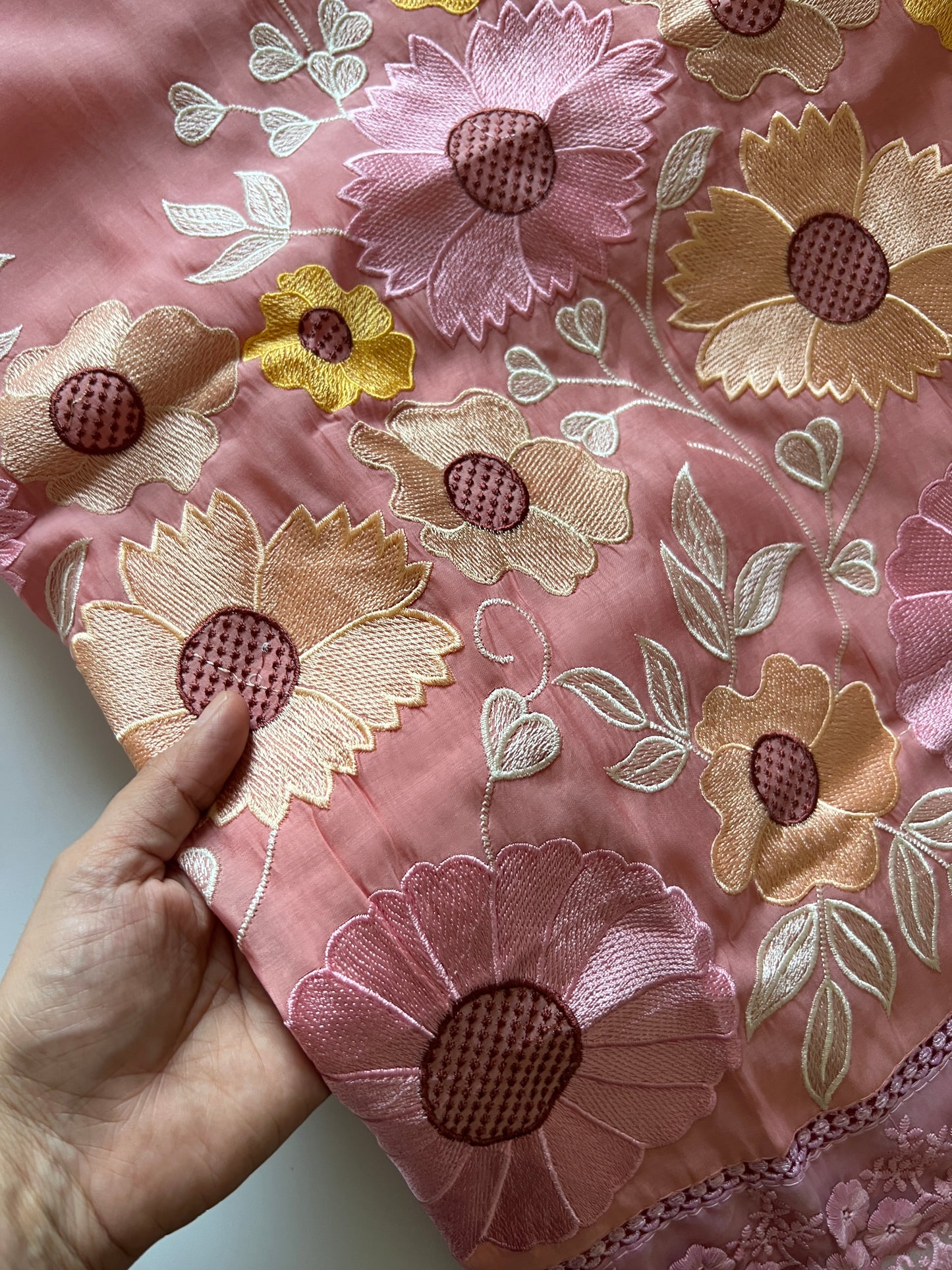 Sunflower Embroidery Mul Masleen Dress material
