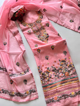 Knot embroidery Unstitched suit material 2 pc