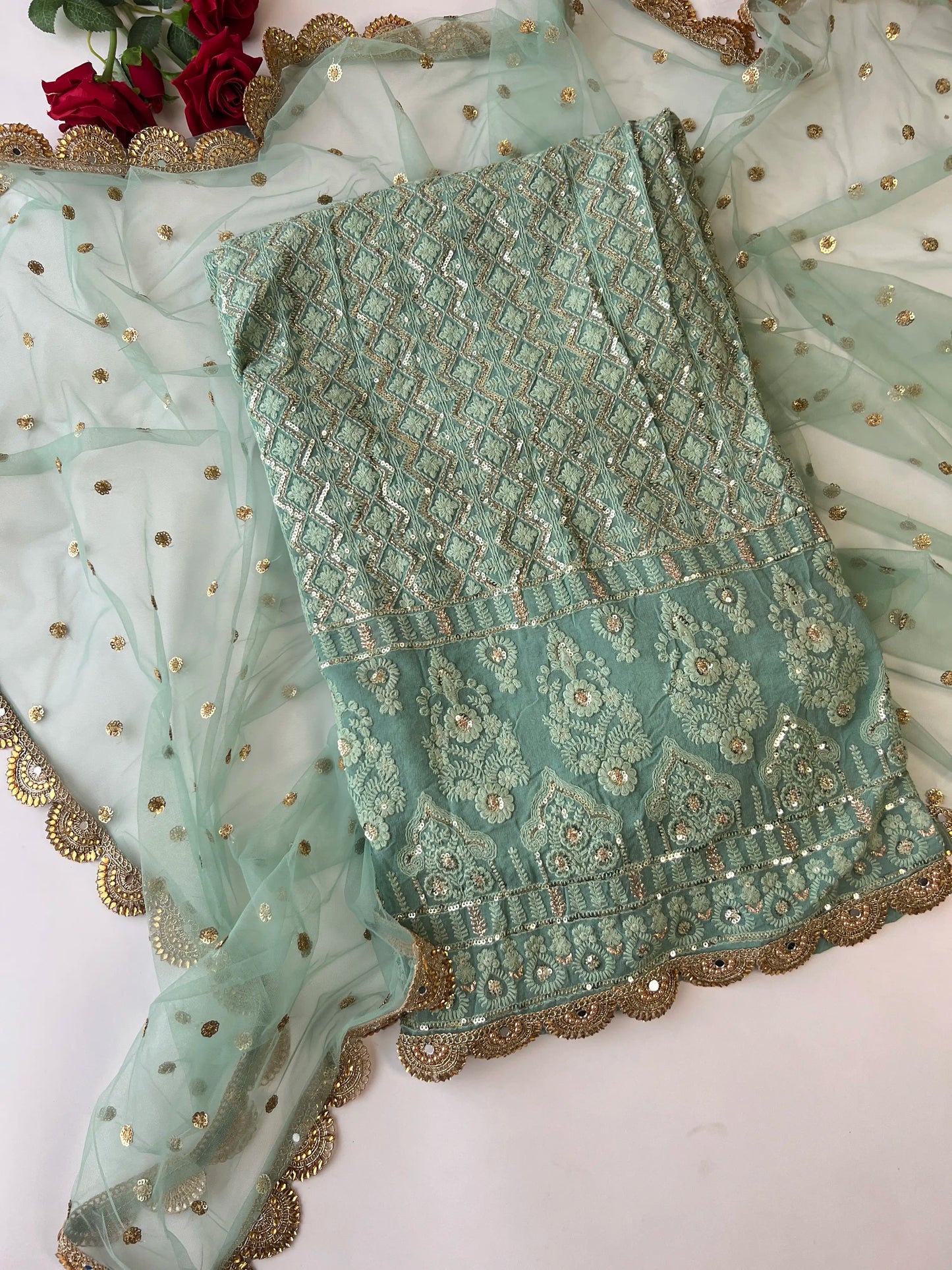 Designer Georgette Embroidered Unstitched Suit set