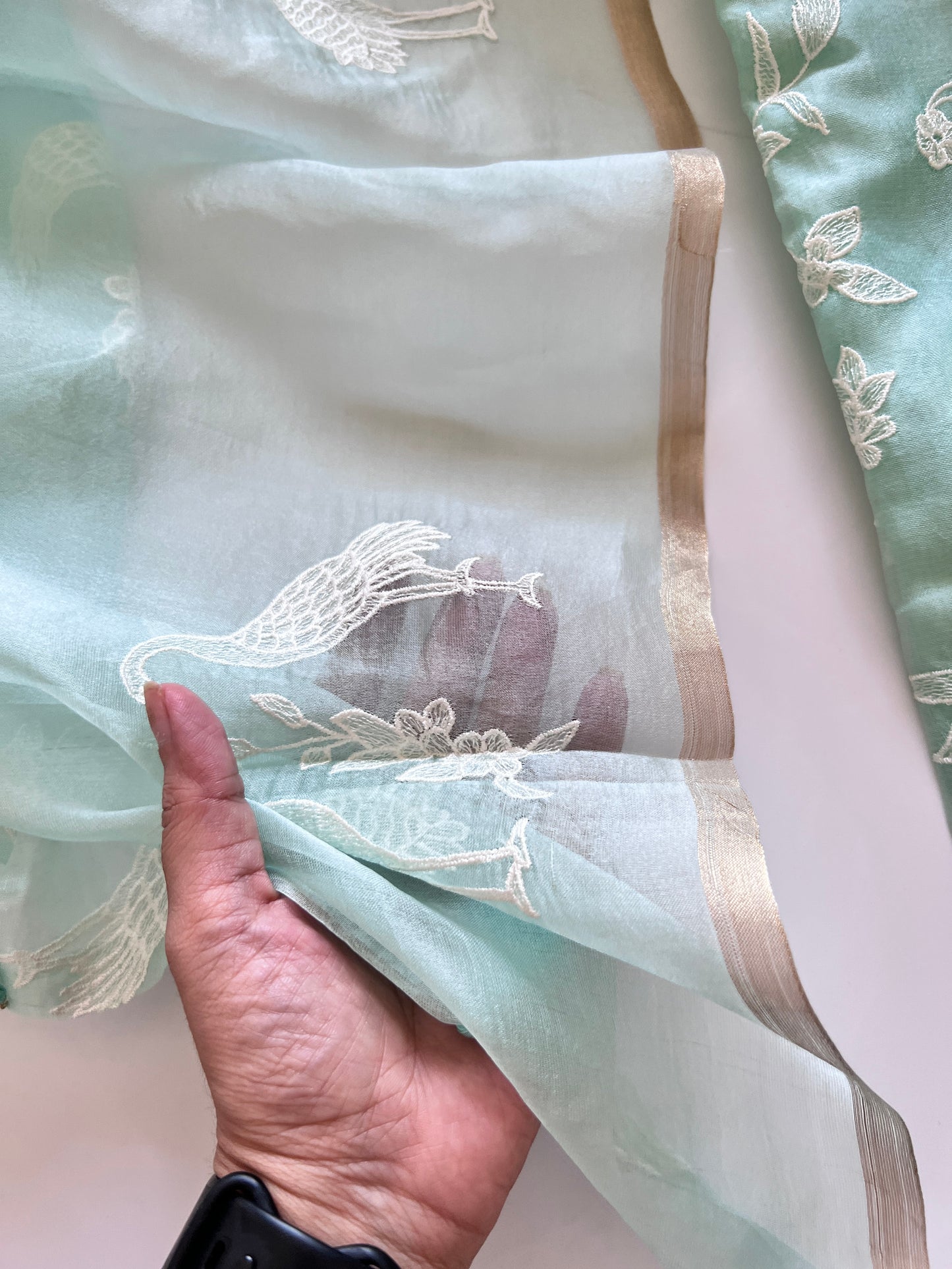 Pure Organza with Swan embroidery Un-stitched Suit set