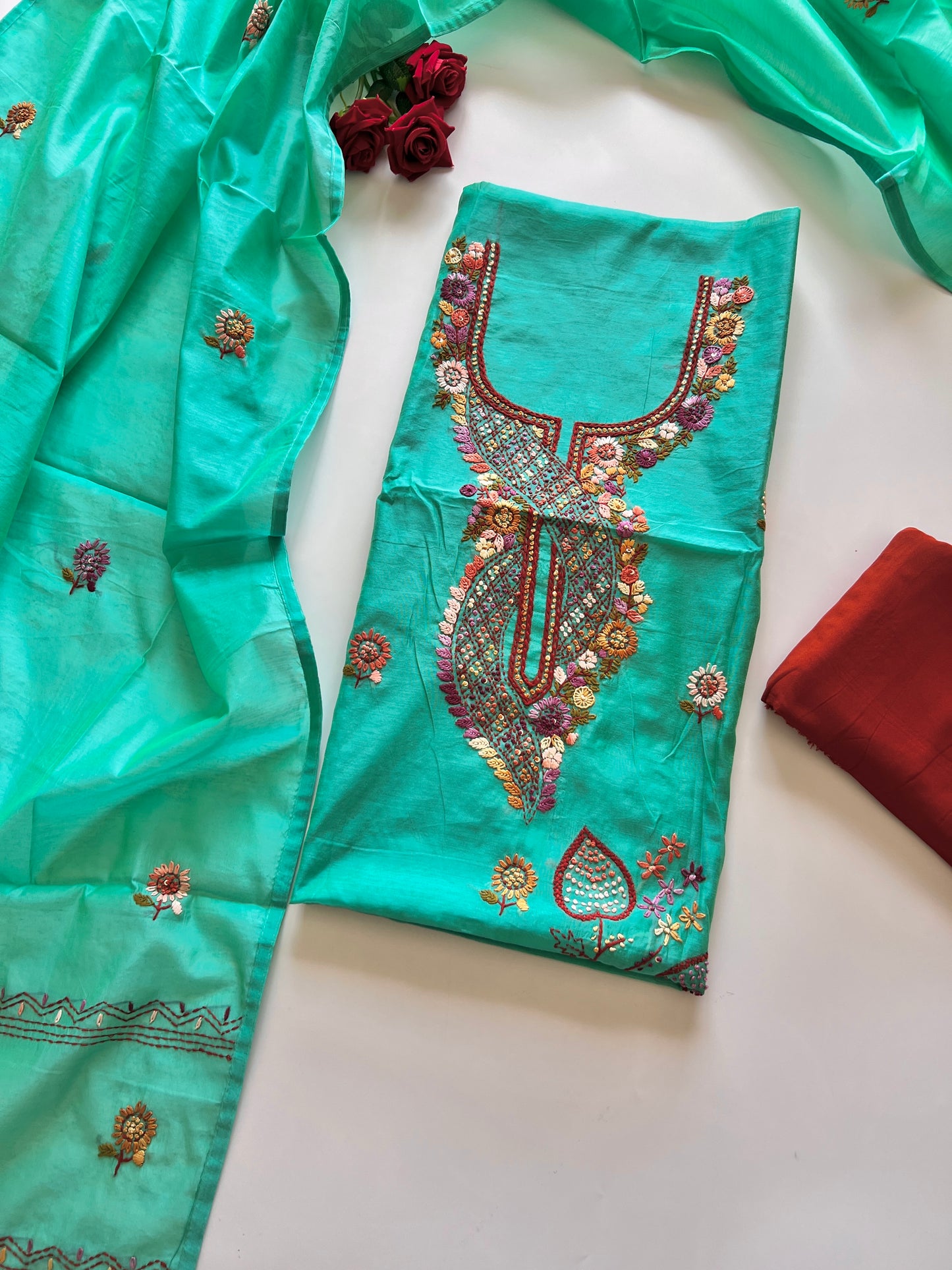 Knot embroidery Unstitched suit material