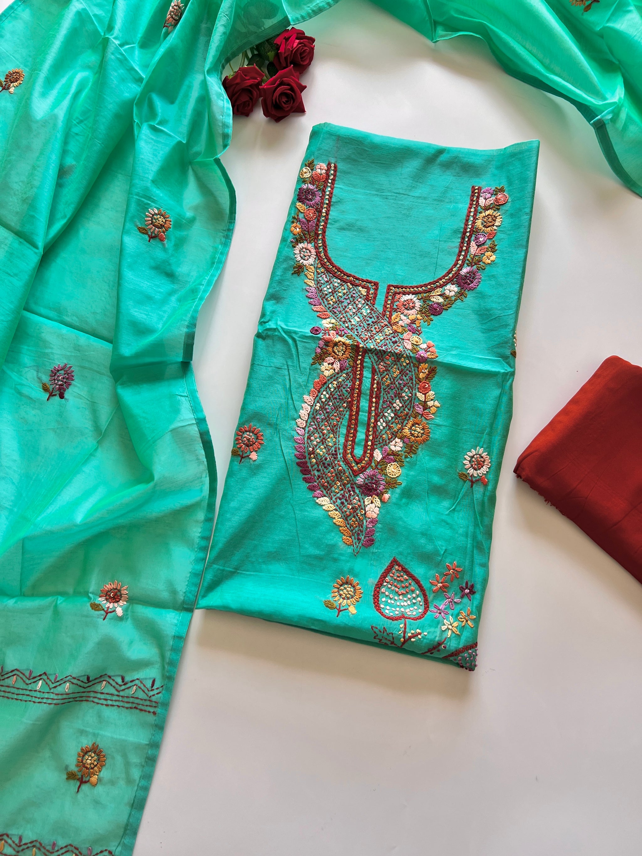 Knot embroidery Unstitched suit material