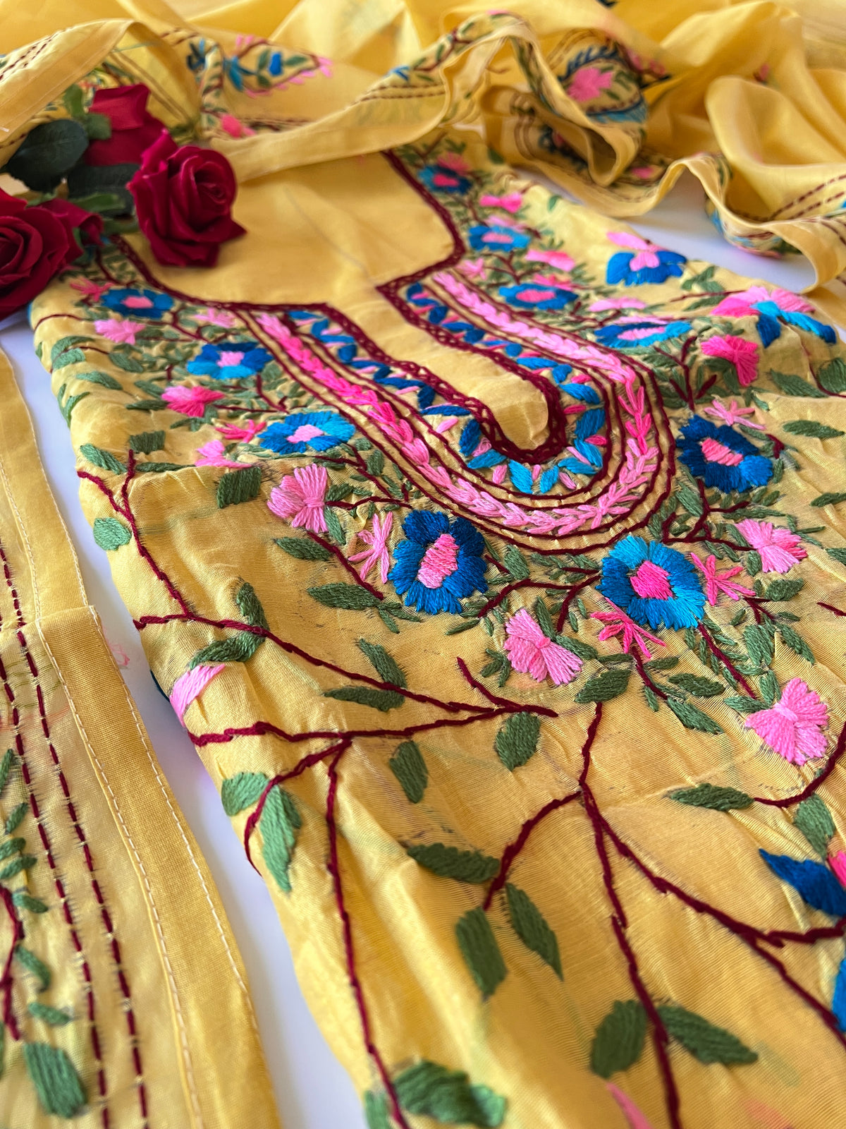 Phulkari embroidery Unstitched suit material