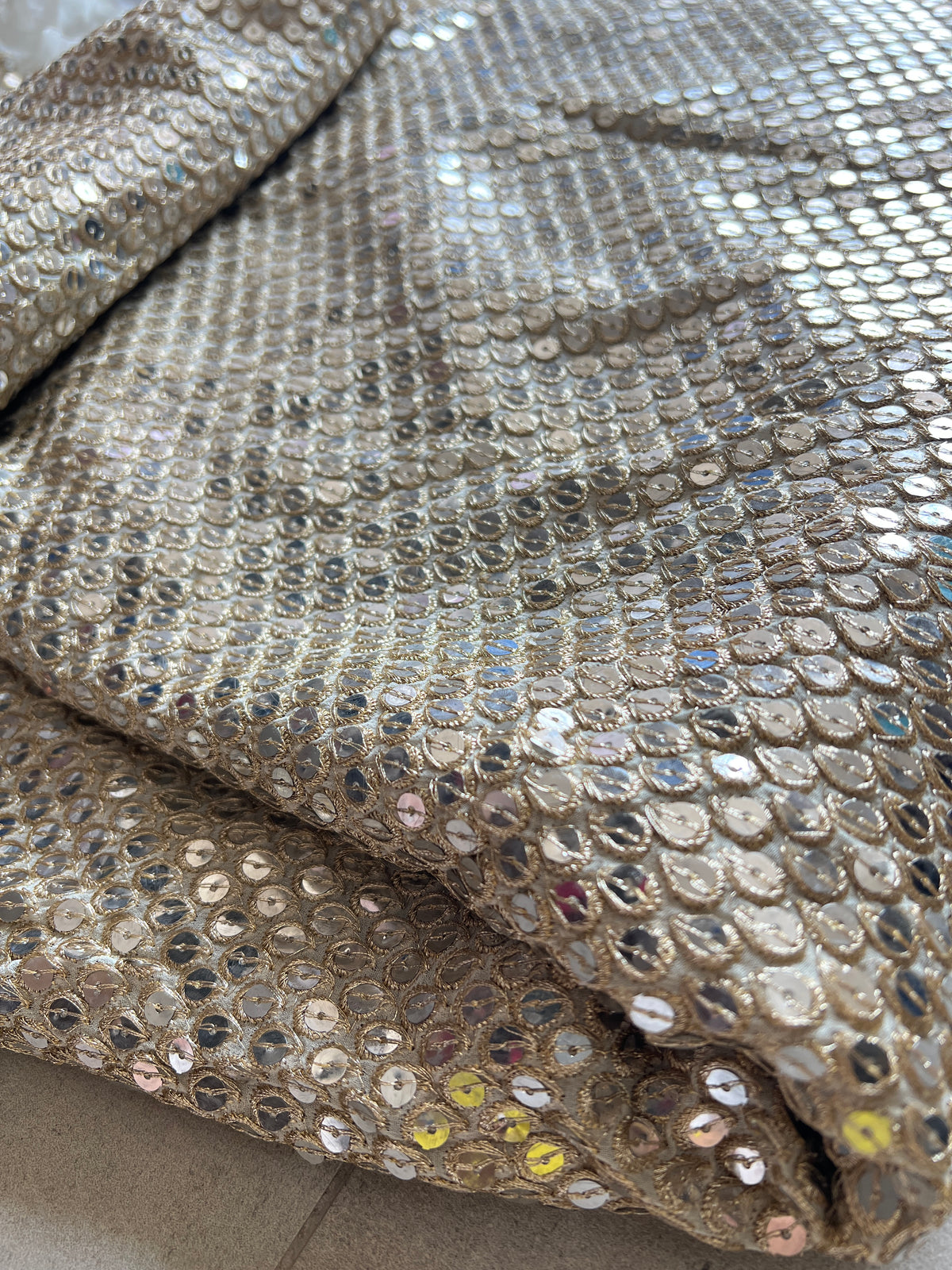 Dyeable georgette Sequin fabric. Big sequin fabric