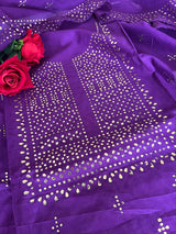 Purple Mul Chanderi dress material with mukaish geometric