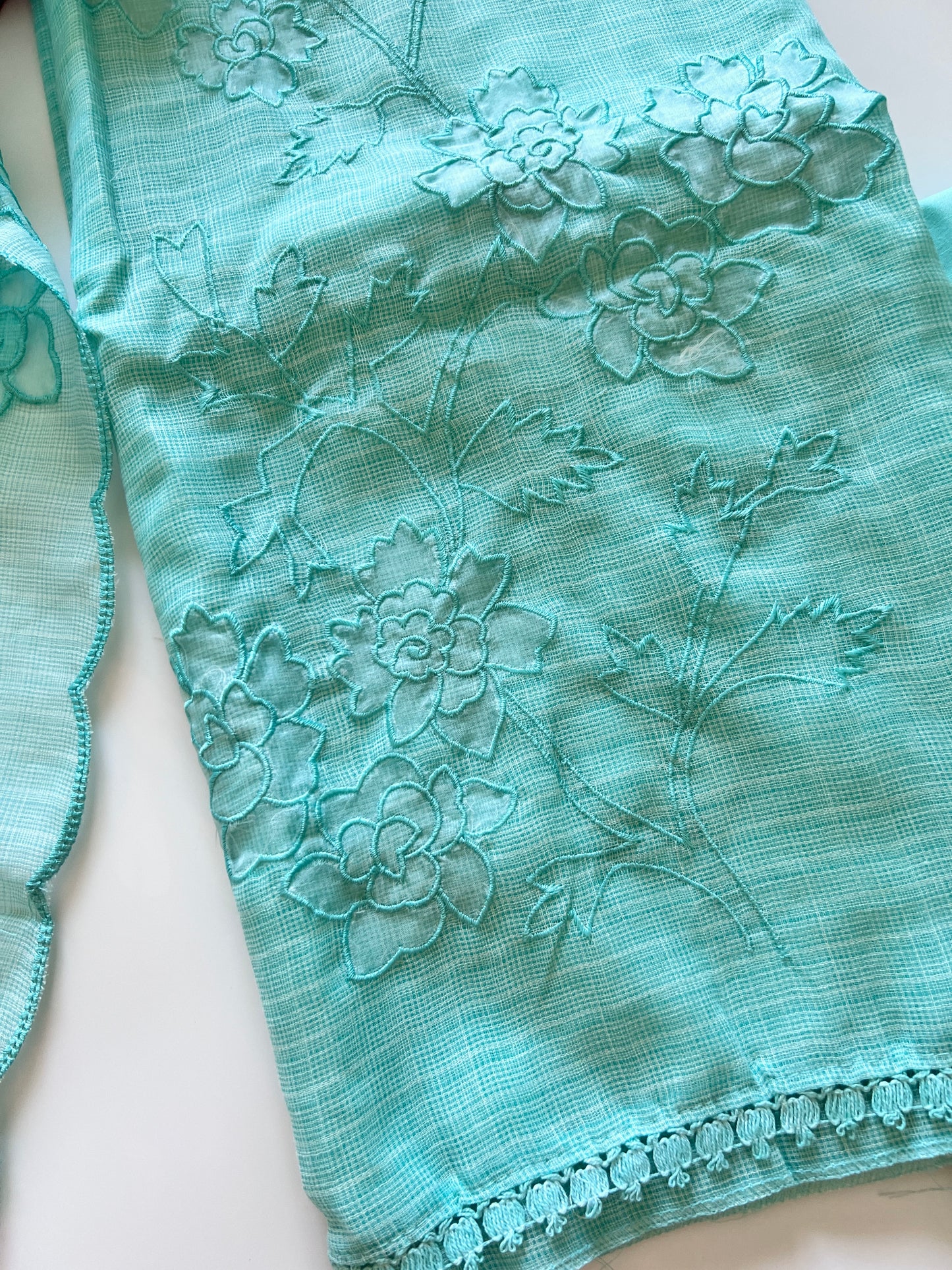 Blue Kotta cutwork Embroidered Unstitched Suit
