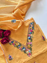 Knot embroidery Unstitched suit material 2 pc