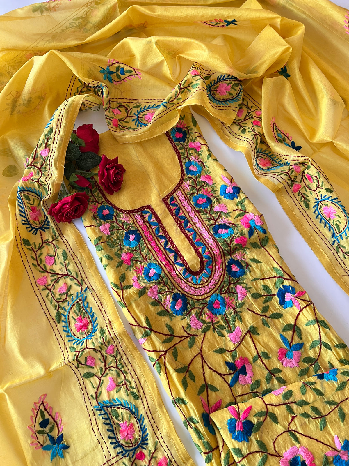 Phulkari embroidery Unstitched suit material