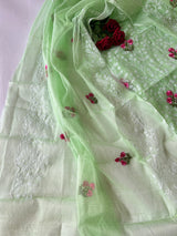Green Kotta floral embroidered kurta dupatta set Unstitched