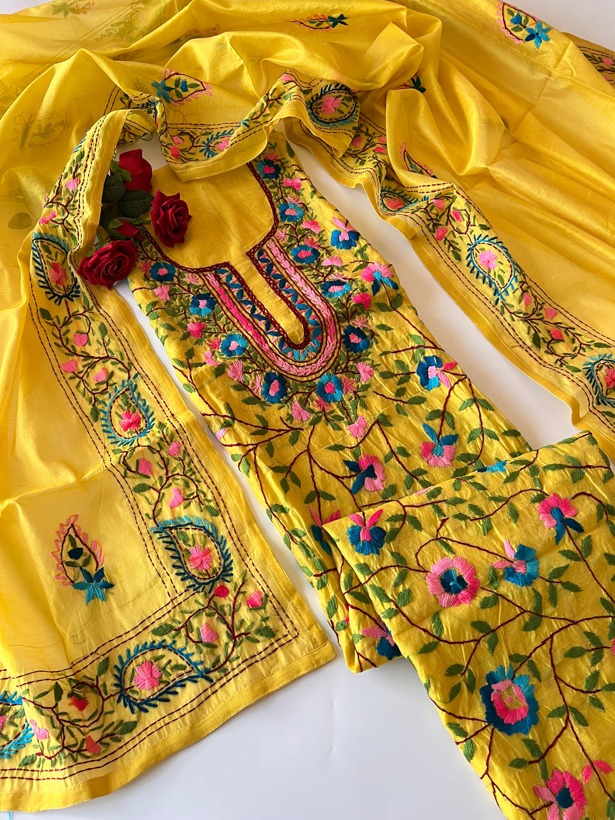 Phulkari embroidery Unstitched suit material