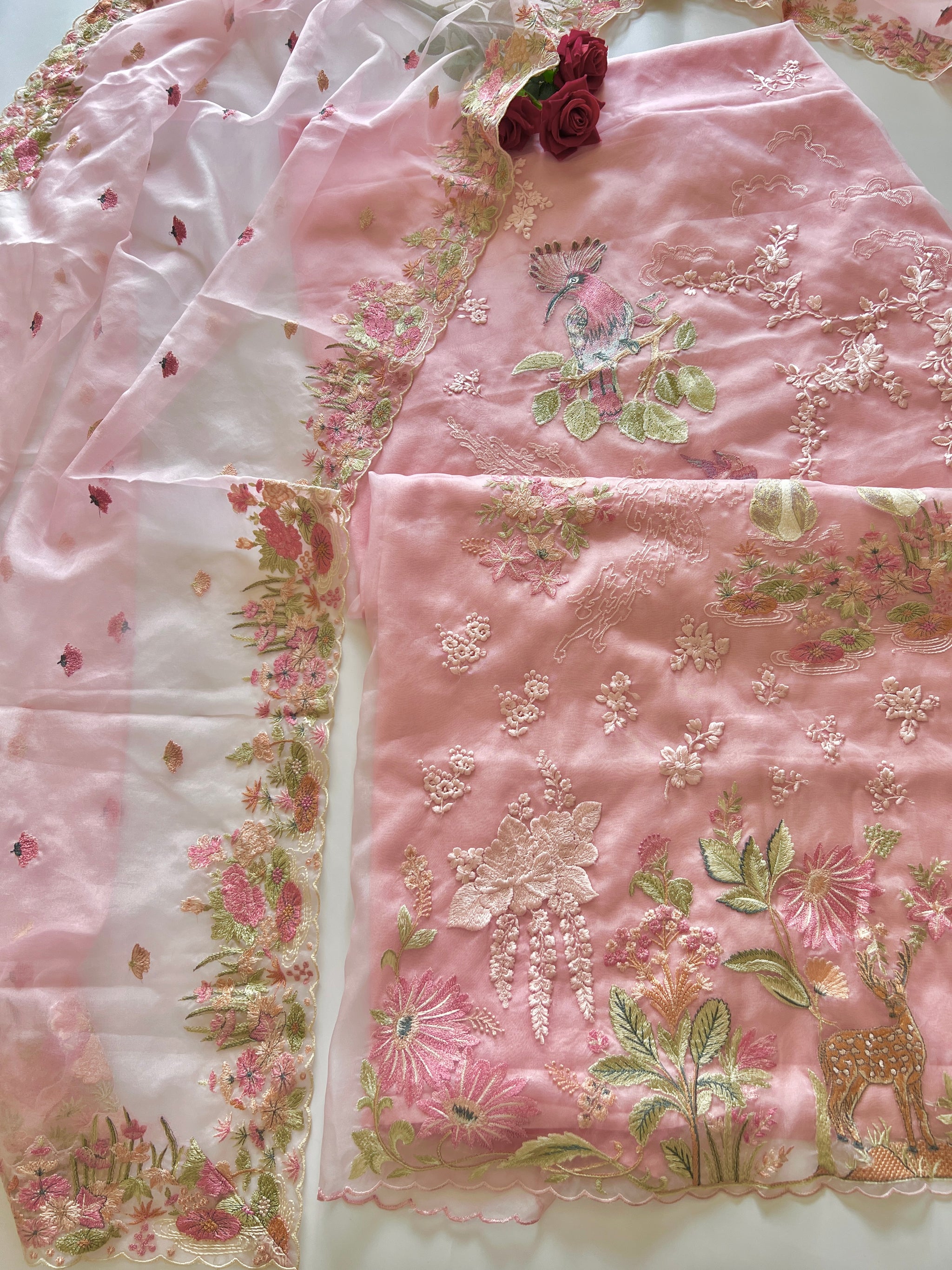 Full Embroidered Organza Un-stitched Suit set