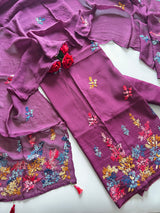 Knot embroidery Masleen Silk Designer Unstitched suit