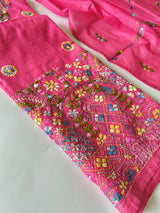 Knot embroidery Unstitched suit material 2 pc