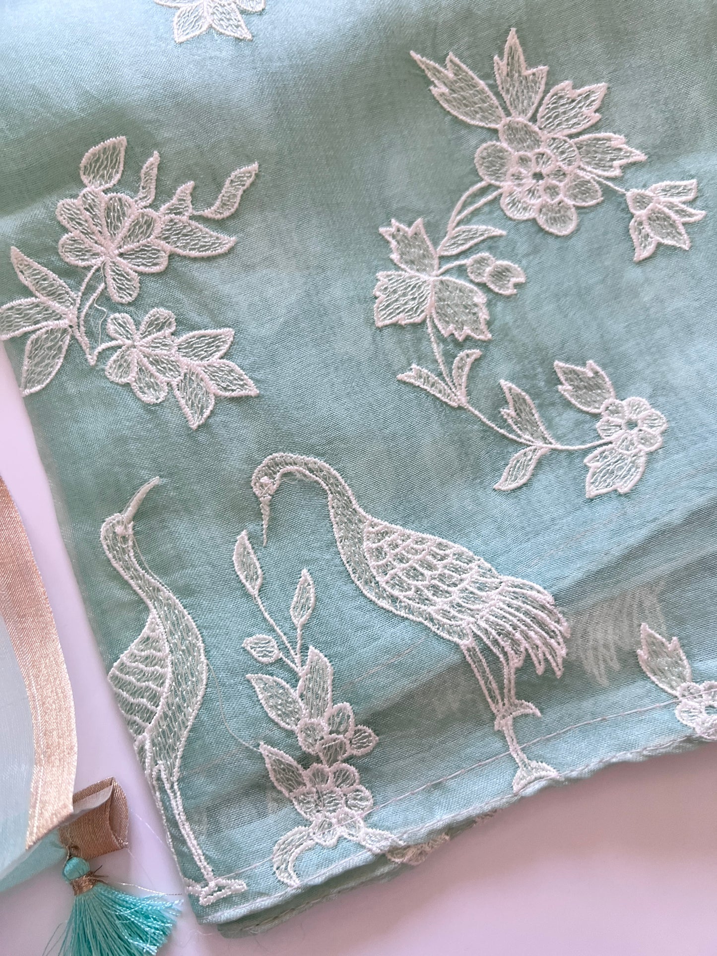 Pure Organza with Swan embroidery Un-stitched Suit set
