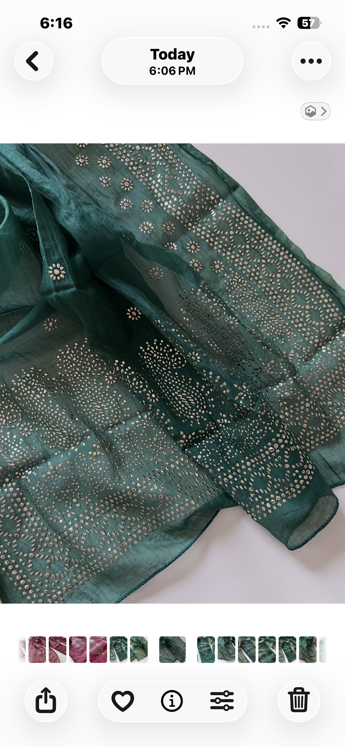 Green Mul Chanderi dress material with mukaish