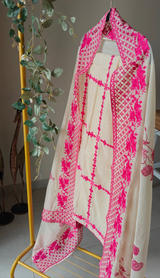 Chanderi designer hotpink suit set - Unstitched material