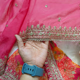 Organza V neck Printed dress material