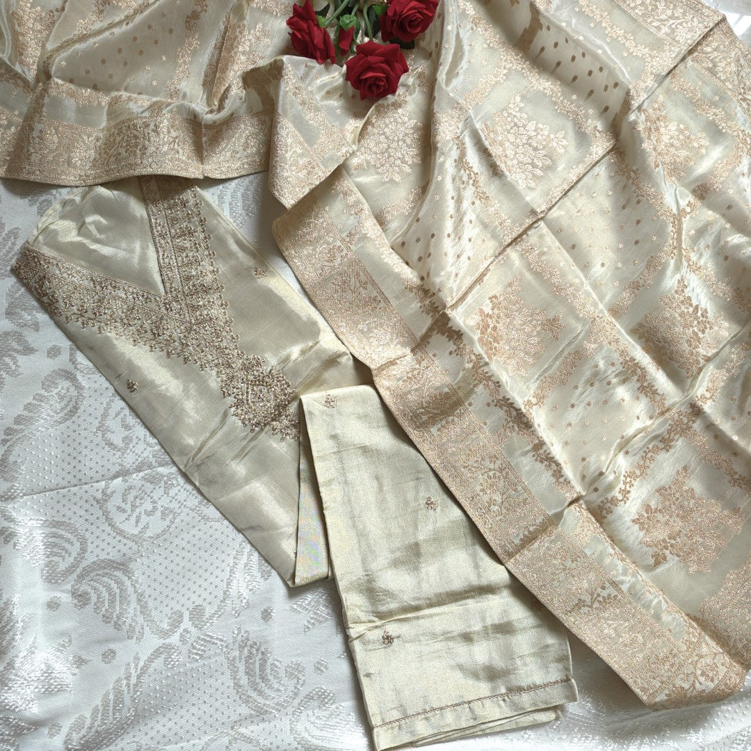 V neck wedding wear dress material