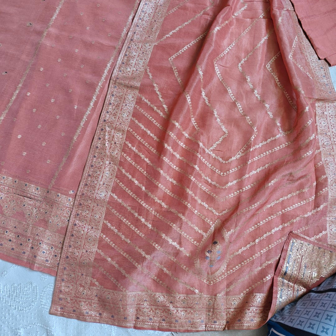 Rust Unstitched Dress material