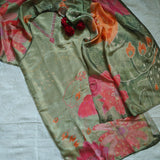 V neck Embroidery Tissue silk Dress material