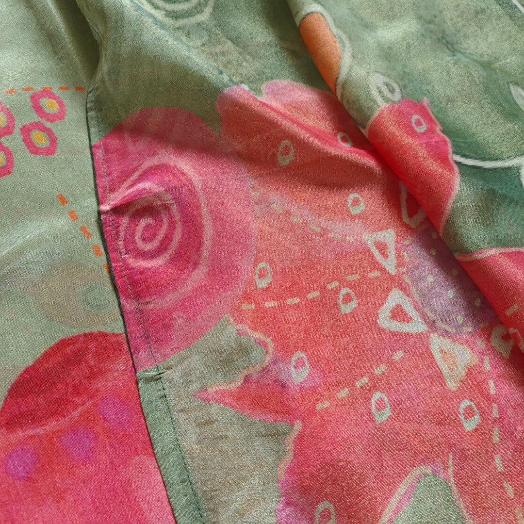 V neck Embroidery Tissue silk Dress material