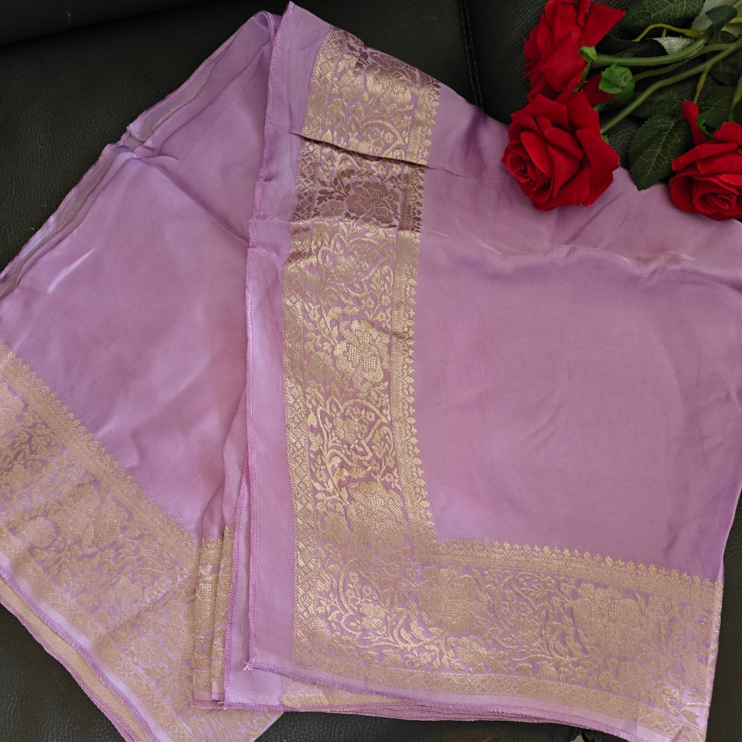 Lialac dupatta Organza satin with brocade border
