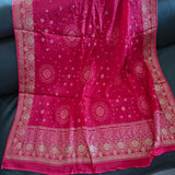 Pink Chinon Bandhani Brocade Dupatta