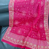 Pink Chinon Bandhani Brocade Dupatta