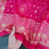 Pink Chinon Bandhani Brocade Dupatta